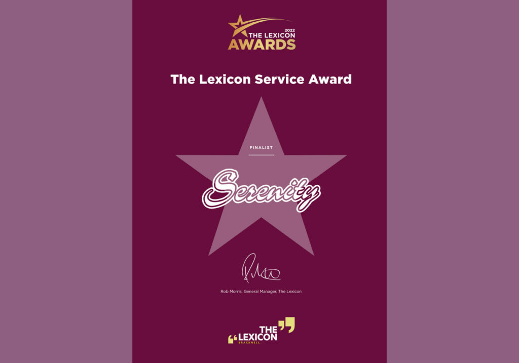 Serenity Beauty Lexicon Service Award Certificate